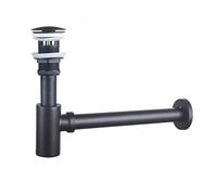 Lavabo sifónico Brass Modern Round Bottle P trap 1 1/4, Sink Drain Pipe Kit Antique with Pop up(Clear)
