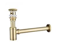 Lavabo sifónico Brass Modern Round Bottle P trap 1 1/4, Sink Drain Pipe Kit Antique with Pop up(Green)