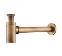 Lavabo sifónico Brass Modern Round Bottle P trap 1 1/4, Sink Drain Pipe Kit Antique with Pop up(Red)