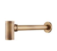 Lavabo sifónico Brass Modern Round Bottle P trap 1 1/4, Sink Drain Pipe Kit Antique with Pop up(WHITE)