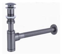 Lavabo sifónico Pipe Basin Bottle Trap Brass Bathroom Sink Siphon Drains With Pop Up Drain Black Or Chrome P-TRAP Waste(Grey without hole)