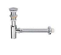 Lavabo sifónico Pipe Basin Bottle Trap Brass Bathroom Sink Siphon Drains With Pop Up Drain Black Or Chrome P-TRAP Waste(Chrome without hole)