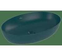 Lavabo sobre encimera Artis de Villeroy & Boch, Ovale, sin rebosadero, 610x410mm, 419861TE, Color: Cerámica azul verdosa Plus