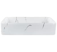 Lavabo sobre encimera baño cerámica blanco efecto mármol 51 x 34 cm Hopi