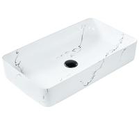 Lavabo sobre encimera baño cerámica blanco efecto mármol 61 x 35 cm Hopi