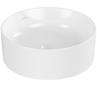 Lavabo sobre encimera Collaro de Villeroy & Boch, redondo, sin agujero para grifo, sin rebosadero, 400x400mm, 4A184001, Color: blanco-alpino