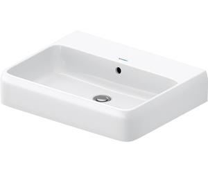 Lavabo sobre encimera Duravit Collection One, 600x470mm, con rebosadero, parte inferior pulida y esmaltada, 2382600028, Color: sin orificio para grifo
