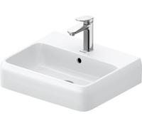 Lavabo sobre encimera Duravit Qatego, 500x420mm, con rebosadero, parte inferior pulida y esmaltada, 2382502027, Color: 1 orificio de grifo, con HygieneGlaze