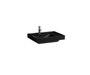 Lavabo sobre encimera LAUFEN MEDA, pulido, repisa derecha, 600x460mm, 1 agujero para grifo, sin rebosadero, H8181117161111, Color: Negro Mate