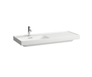 Lavabo sobre encimera LAUFEN MEDA, pulido, repisa izquierda, 600x460mm, 3 agujeros para grifo, sin rebosadero, H8181127581581, Color: Grafito mate