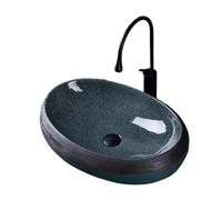 Lavabo Sobre Encimera Lavabo de cerámica for el hogar, lavabo arte creativo, sobre encimera, ovalado, individual, for baño con balcón Baño Pila de Lavar