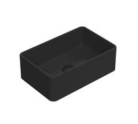 Lavabo Sobre Encimera - Negro Opaco Moderno Rectangular - 365mm x 235mm (Sin Agujeros para la Grifería)