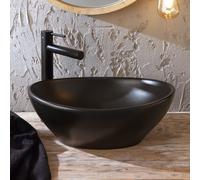 Lavabo Sobre Encimera Oval Color Grafito - 405mm x 330mm (Sin Agujeros para la Grifería) - Elements