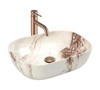 Lavabo Sobre Encimera Rea Belinda Marrone Matt Beige 46,5X33X13,5Cm
