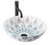 Lavabo Sobre Encimera Rea Mandala Blanco Azul