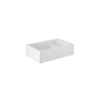 Lavabo sobre encimera rectangular diseño moderno color blanco COMBY de Unisan - Con vaso de vidrio transparente / Con sifón