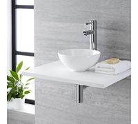 Lavabo Sobre Encimera Redondo de Cerámica de 280mm Completo con Grifo Mezclador Alto para Lavabo - Ashbury