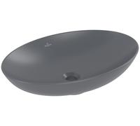 Lavabo sobre encimera Villeroy & Boch Loop & Friends, Ovale, 620x420x120mm, con rebosadero, sin agujero para grifo, 4A4800i4, Color: Grafito, Cerámica Plus