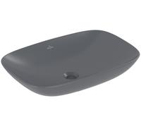 Lavabo sobre encimera Villeroy & Boch Loop & Friends, rectangular, 620x420x120mm, con rebosadero, sin agujero para grifo, 4A5000i4, Color: Grafito, Cerámica Plus