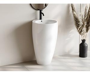 Lavabo sobre pedestal cilíndrico blanco - D50 x Alt.83 cm - MILOS II