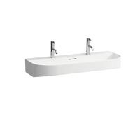 Lavabo Sonar de LAUFEN, con 2 agujeros para grifos, con rebosadero, 1000x420mm, H8103470001071, Color: Blanco