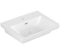 Lavabo Subway 3.0 de Villeroy & Boch, 1 agujero para grifo, con rebosadero, apto para griferías de 3 agujeros, parte inferior pulida, 550x440mm, 4A70F401, Color: blanco-alpino
