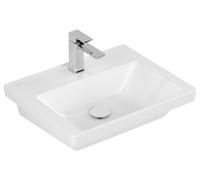 Lavabo Subway 3.0 de Villeroy & Boch, 1 agujero para grifo, sin rebosadero, apto para griferías de 3 agujeros, parte inferior pulida, 550x440mm, 4A70F5R1, Color: Cerámica Blanca