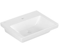Lavabo Subway 3.0 de Villeroy & Boch, 1 agujero para grifo, sin rebosadero, apto para griferías de 3 agujeros, parte inferior pulida, 550x440mm, 4A70F5RW, Color: Blanco Piedra CerámicaPlus