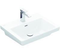 Lavabo Subway 3.0 de Villeroy & Boch, rectangular, 1 agujero para grifo, con rebosadero, apto para grifería de 3 agujeros, 550x440mm, 4A7055R1, Color: Cerámica Blanca