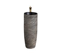 Lavabo sur Colonne moderno de cerámica con grifo y kit de drenaje, diseño retro para baño, terraza y balcón, elegante lavabo sur colonne para interiores y exteriores