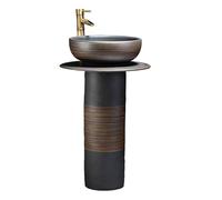 Lavabo sur Pied - Fregadero de cerámica vintage con grifo y desagüe, perfecto para baño, balcón o patio al aire libre, elegante y funcional