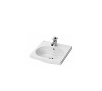 Lavabo suspendido de 43 cm en porcelana blanca ideal para baños modernos WCKIDS de Unisan - Con jabonera y posavasos / Con sifón y válvula redonda