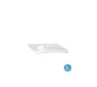 Lavabo suspendido de porcelana blanco 65 cm para baño elegante NEW WCCARE de Unisan - Con soporte fijo / Con sifón y válvula redonda