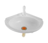 Lavabo Triangular de Pared para Baño, Mini, con Grifo, Blanco | Plástico Ligero, Diseño de Esquina, Fácil Limpieza, para Aseo Pequeño, Medio Baño y Pisos Reducidos