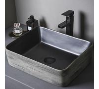Lavabos de baño Fregadero de Cocina Hogar Balcón Retro con Grifo Negro Lavamanos Cerámica Porcelana Tocador Arte Moderno sobre Encimera Cerámica Adecuado para Hoteles Inodoros Lavabos