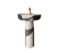 Lavabos de baño Lavabo de pedestal de cerámica industrial, lavabo independiente con grifo y desagüe(Medio)