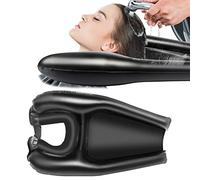 Lavacabezas Portatil para Casa Lavacabezas Hinchable de Plástico Lava Cabezas Portátil Lavabo para la Cama o en Silla de Ruedas para Peluqueria Post Cirugía Ancianos y Embarazadas, Negro