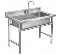 Lavadero Acero Inoxidable Grande, Fregadero Acero Inoxidable Independiente con Grifo y Patas, Tarja Cocina 1 Compartimento, Ideal para Lavandería, Garaje y Restaurante(47.2x23.6in/120x60cm)