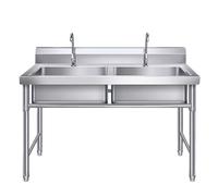 Lavadero de Acero Inoxidable 47", Fregadero Independiente Doble for Cocina, Tarja De Lavanderia y Exterior, Lavabo for Garaje, Jardín y Restaurante(31.5x19.69in/80x50cm)