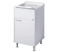 Lavadero móvil de baño impermeable 45 x 50 x 84 cm con patas ajustables negras.