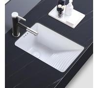 Lavadero Multifuncional de Cerámica con Tabla de Lavar, Lavabo Sobre Encimera para Baños, Balcones, Lavanderías y Garajes(46x32cm/18x12.6in)