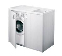 LAVADERO Y MUEBLE PARA LAVADORA DE PVC COLOR BLANCO 109X60 CM MOD. SILVESTRO