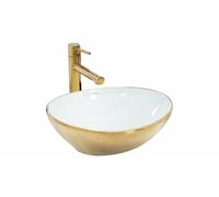 Lavado Fregadero Baño de Cerámica De Apoyo REA Sofia Oro/Blanco
