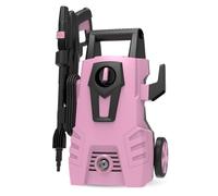 Lavadora a presión eléctrica rosa, 2175 PSI, 1.45 GPM con motor de 2000 W, protección GFCI, manguera de alta presión de 16.5 pies y botella de jabón, limpieza de grado profesional para coches, patios