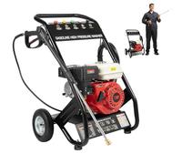Lavadora de alta presión de gasolina, 170-190 bar, 2200 psi, con mangueras, tanques de combustible y 5 boquillas, 7,5 CV 3400 rpm, para suelos, plantas, vehículos