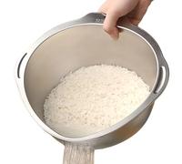 Lavadora de arroz, cuenco de lavado de quinua, colador de acero inoxidable, escurridores laterales versátiles para limpiar frutas, verduras y frijoles, cesta de drenaje multifuncional