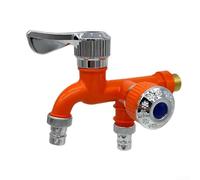 Lavadora de doble salida, conector de agua del grifo, con válvulas de control duales, para lavandería, baño, jardín, fregona, piscina, balcón al aire libre, fregadero (naranja)