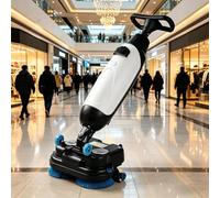 Lavadora De Pisos, Máquina De Limpieza De Pisos, Diseño De Doble Cepillo, Ancho De Limpieza De 45 Cm, Con Depósito De Agua Limpia De 4.5 L Y Depósito De Agua Sucia De 7.5 L, 1200 M²/H White