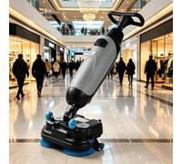 Lavadora De Pisos, Máquina De Limpieza De Pisos, Diseño De Doble Cepillo, Ancho De Limpieza De 45 Cm, Con Depósito De Agua Limpia De 4.5 L Y Depósito De Agua Sucia De 7.5 L, 1200 M²/H Grey