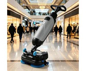 Lavadora De Pisos, Máquina De Limpieza De Pisos, Diseño De Doble Cepillo, Ancho De Limpieza De 45 Cm, Con Depósito De Agua Limpia De 4.5 L Y Depósito De Agua Sucia De 7.5 L, 1200 M²/H Grey